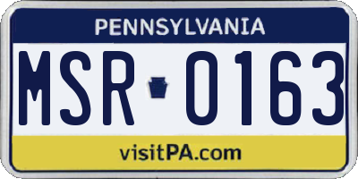 PA license plate MSR0163