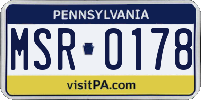 PA license plate MSR0178