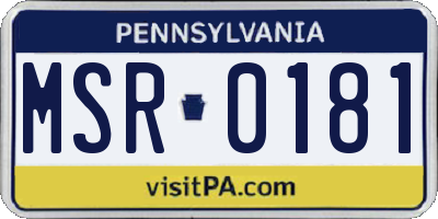 PA license plate MSR0181