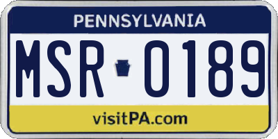 PA license plate MSR0189