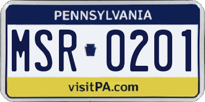 PA license plate MSR0201