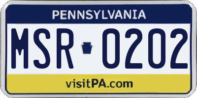 PA license plate MSR0202