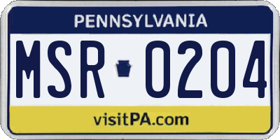 PA license plate MSR0204