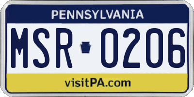 PA license plate MSR0206