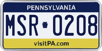 PA license plate MSR0208