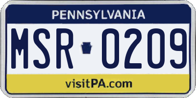 PA license plate MSR0209