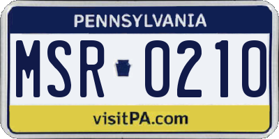 PA license plate MSR0210