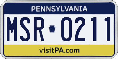 PA license plate MSR0211