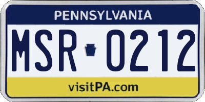 PA license plate MSR0212