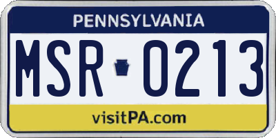 PA license plate MSR0213