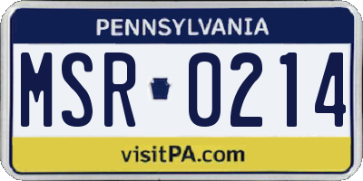 PA license plate MSR0214