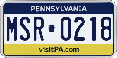 PA license plate MSR0218