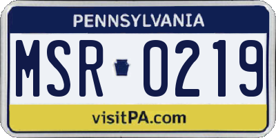PA license plate MSR0219