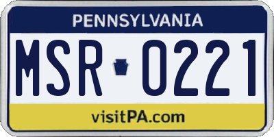 PA license plate MSR0221