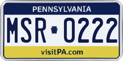 PA license plate MSR0222