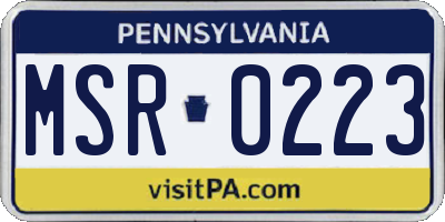 PA license plate MSR0223