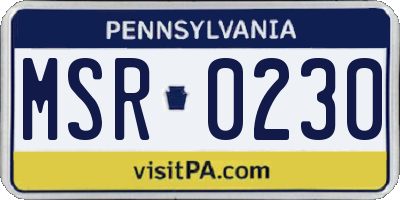 PA license plate MSR0230
