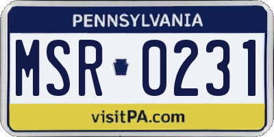 PA license plate MSR0231