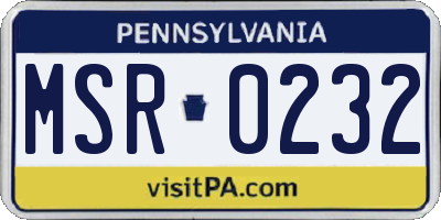 PA license plate MSR0232
