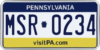 PA license plate MSR0234
