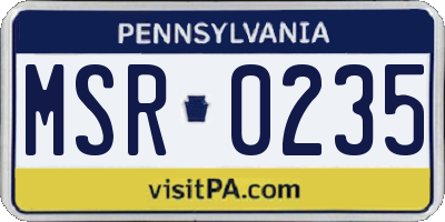 PA license plate MSR0235