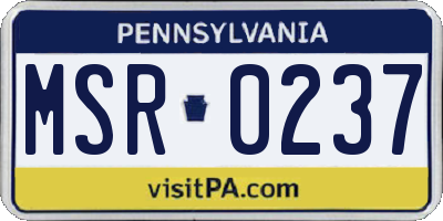 PA license plate MSR0237
