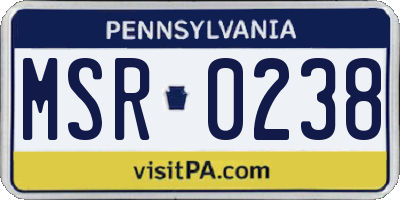 PA license plate MSR0238