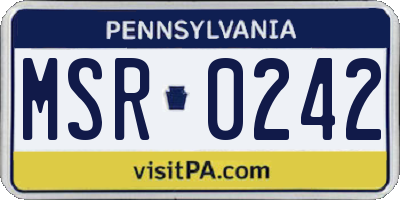 PA license plate MSR0242