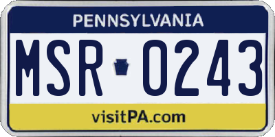 PA license plate MSR0243