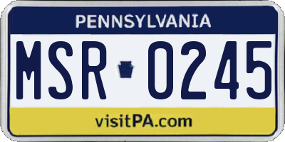 PA license plate MSR0245