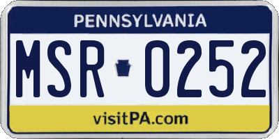 PA license plate MSR0252