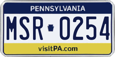 PA license plate MSR0254