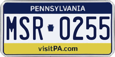 PA license plate MSR0255