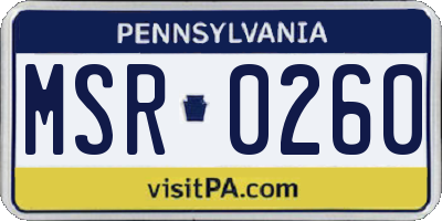 PA license plate MSR0260
