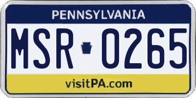 PA license plate MSR0265