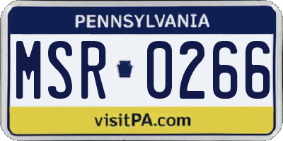 PA license plate MSR0266