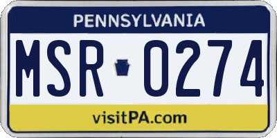 PA license plate MSR0274