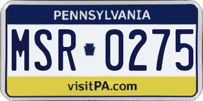 PA license plate MSR0275