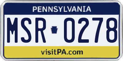 PA license plate MSR0278