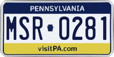PA license plate MSR0281