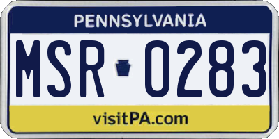 PA license plate MSR0283