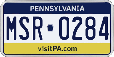 PA license plate MSR0284