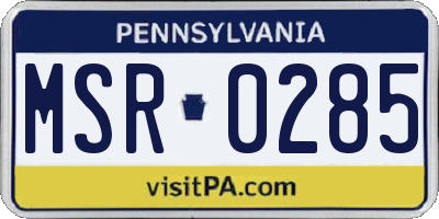PA license plate MSR0285