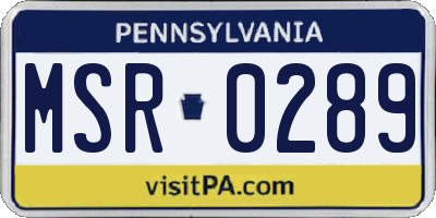 PA license plate MSR0289