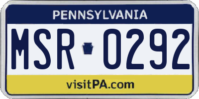 PA license plate MSR0292
