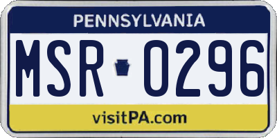 PA license plate MSR0296