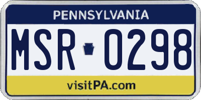 PA license plate MSR0298