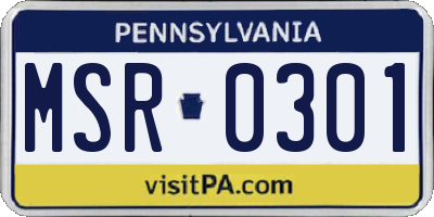 PA license plate MSR0301