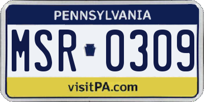 PA license plate MSR0309