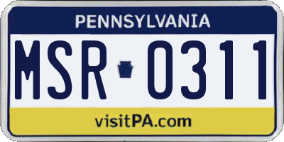 PA license plate MSR0311